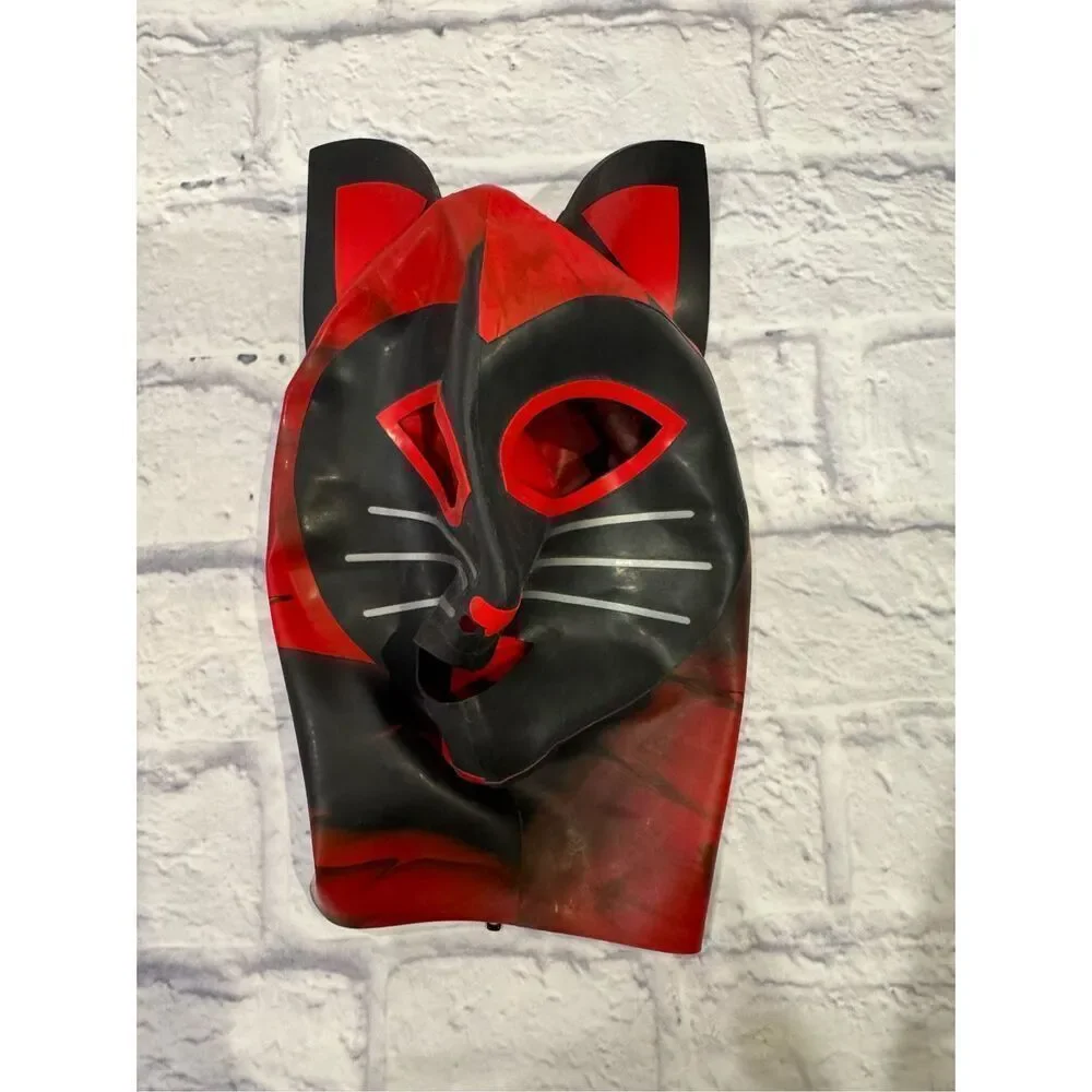 MKLLatexCouture Kinky Kitty Marbled Latex Hood size small excellent condition